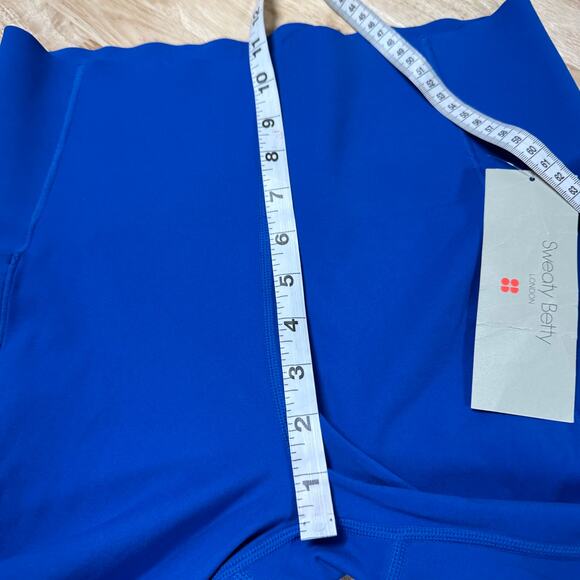 Sweaty Betty NWT Power Cropped Workout Leggings Lighting Blue Size 12 Pockets - Picture 7 of 8